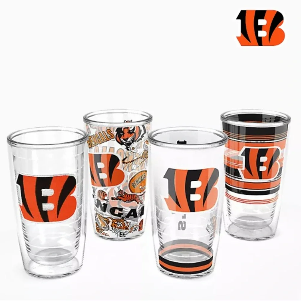 Tervis Tumbler set (4) 16oz Cincinnati Bengals NFL New with lids Who Dey!